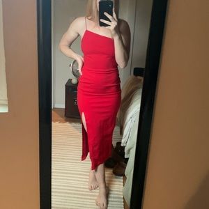 Red midi bodycon dress